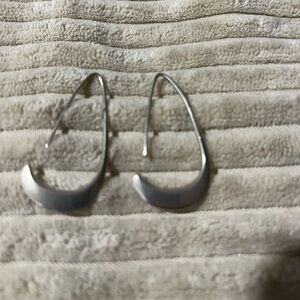 Sterling Silver Crescent Drop Hoop Earrings - Women Jewelry